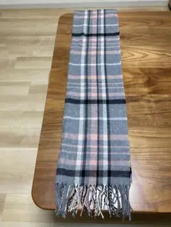 ♡新品未使用♡チェック柄マフラー グレー ピンク 日本製