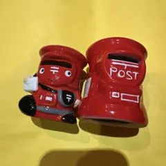 郵便ポスト型貯金箱 赤 陶器