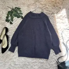 7254✾アイテムズ✾モックネックニット【F】バックスリット/グレー系/ゆったり