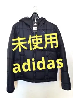 未使用　adidas 中綿　ジャケット 黒 フード付き