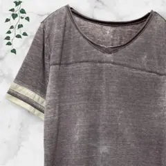 XL❣️US古着 墨黒 ムラ染め フットボールTシャツ 半袖 ゆるだぼ アメカジ