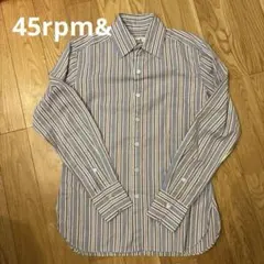 45rpm& 長袖ストライプシャツ メンズ サイズ2 日本製 綿100% 美品のサムネイル