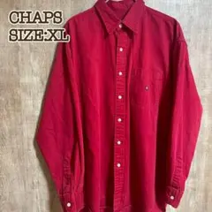 CHAPS チャップス BDシャツ XL 赤 レッド エンブレム刺繍ロゴ