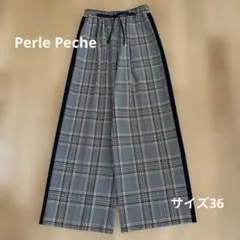 Perle Pecheレディース　パンツ　ネイビー　ウエスト総ゴム　サイズ36のサムネイル