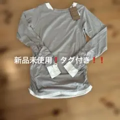 シャーリング長袖シャツ　ベージュ　Mサイズ