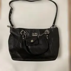 COACH レザートートバッグ ブラック チャーム付き　Y2K