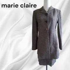 marie claire/グレー・茶系/ ツイードスカートセットアップ/肩パッド