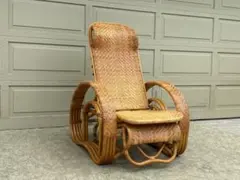 r1132 ラタンリクライニングチェア 籐 オットマン付 リゾート アジアン