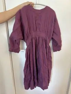 fun パープル 七分袖ドレス