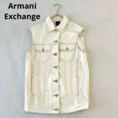 Armani Exchange デニムベスト ロゴ刺繍 花柄 アイボリー Sのサムネイル