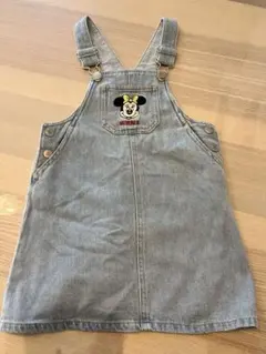petit main ミッキー刺繍デニムジャンバースカート M