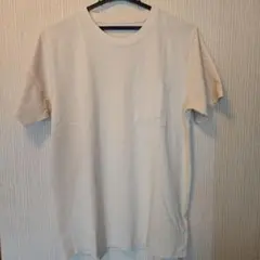 クリーム色 ポケット付き 半袖Tシャツ Mサイズ
