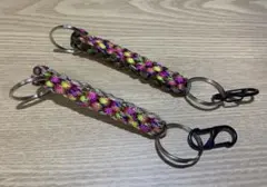 パラコード　キーホルダー　ストラップ　2個セット　編み込み部分9センチ前後