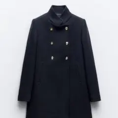 ZARA ダブルブレスト ハイネック ウールブレンド コート