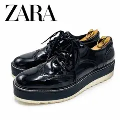 ZARA エナメル レースアップ 厚底ローファー