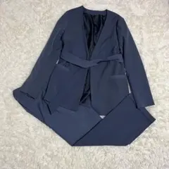 美品 ユアーズ ノーカラー セットアップ スーツ ネイビー 小林有里さん M