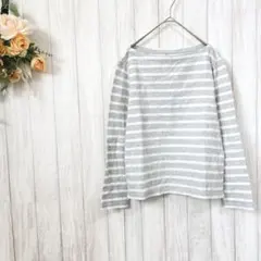 【UNIQLO ユニクロ】ボーダー ボートネックT〈M〉グレー 白 カットソー