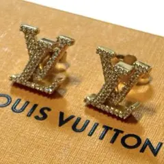 ルイヴィトン ピアス LV アイコニック ストラス メタル ゴールドカラー