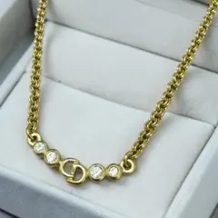 美品　Christian Dior ネックレス　CDロゴ　ゴールド　ストーン