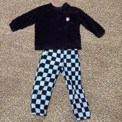 黒と水色のチェック柄パジャマセット