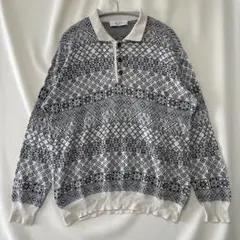 【イタリア製】GIVENCHY ヴィンテージ ニットポロシャツ 総柄L〜XL相当のサムネイル
