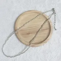 ハンドメイド ビーズネックレス クリアシルバー アクセサリー