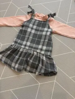 petit main チェック柄サロペットワンピース 90