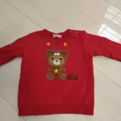 MIKI HOUSE 赤 クマ刺繍 トレーナー 80