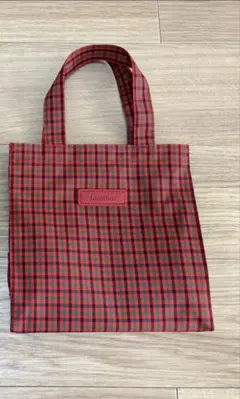 ファミリアトートバッグ　赤チェック　小