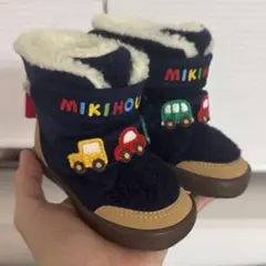新品 ミキハウス ボア付き ベビーウィンターブーツ 紺　13cm