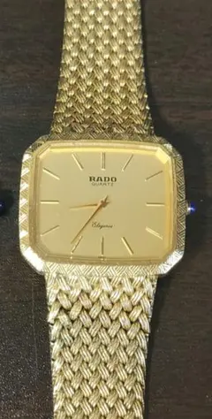 ラドー　RADO クォーツ　エレガンス　ゴールド文字盤　スクエア　電池交換済み