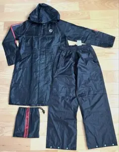 【140cm】OUTDOOR レインウェア 上下セット 収納袋付 黒 未使用品のサムネイル