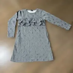 BeBe グレー フリル長袖ワンピース