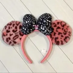 ディズニーカチューシャ ヒョウ柄 ピンク ミニー レオパード