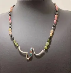 SILVER 925 天然石 トルマリン マルチカラー ネックレス シルバー