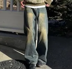 yoloブルー ワイドデニム