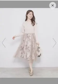 オペークドットクリップ　インデックス　ドッキングニットワンピース　グレージュ　M
