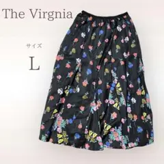 The Virginia フレアスカート フラワープリント ブラック 花柄 総柄