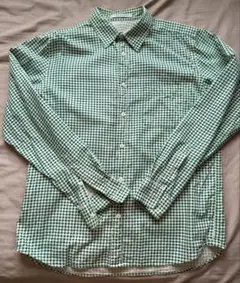 メンズ　チェック長袖シャツ　サイズ38(M) グリーン古着