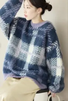 FREAK'S STORE チェック柄ニットセーター 長袖