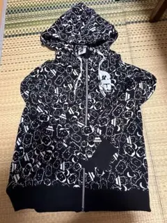 2BRO. 総柄 ジップアップパーカー ブラック Mサイズ