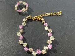 ハンドメイド ビーズ ブレスレット リング セット 020
