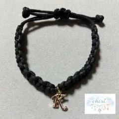 編み込みブレスレットブラック(ゴールドK)
