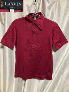 良品 LANVIN 2 半袖 シャツ イタリア製 ワインレッド ビンテージ M位のサムネイル