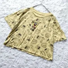 スポンジボブ刺繍総柄 クルーネック 半袖 Tシャツ M イエロー ダンスのサムネイル
