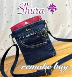 デニムリメイクNo.978☆スマホショルダーバッグ　サコッシュ