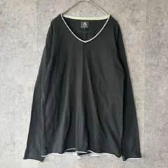 ビームスハート 長袖トップス ロンT ブラック L レイヤード風 シンプル
