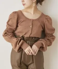 chico パフラメ袖段々プルオーバー　カーディガン