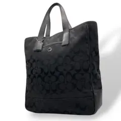 コーチ　トートバッグ　黒　シグネチャー　COACH　キャンバス　レザー　s72