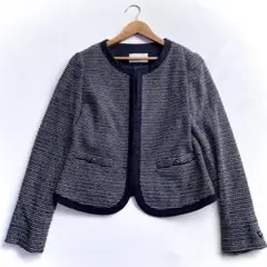 美品 anysis ノーカラージャケット ツイード ニット 3 紺 白